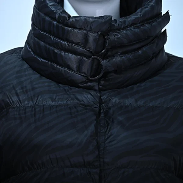 Printed Short Down Jacket with Stand Collar and D-Ring Detail - Image 4