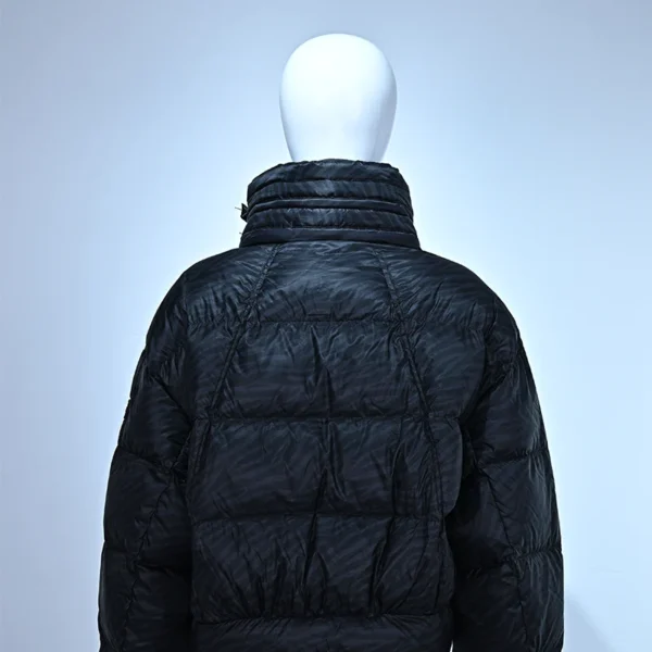 Printed Short Down Jacket with Stand Collar and D-Ring Detail - Image 2