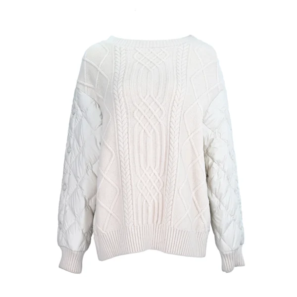 Beige Merino Wool & Down Hybrid Knit Jacket