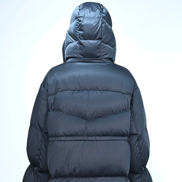Black Belted Short Hooded Down Jacket - Image 2