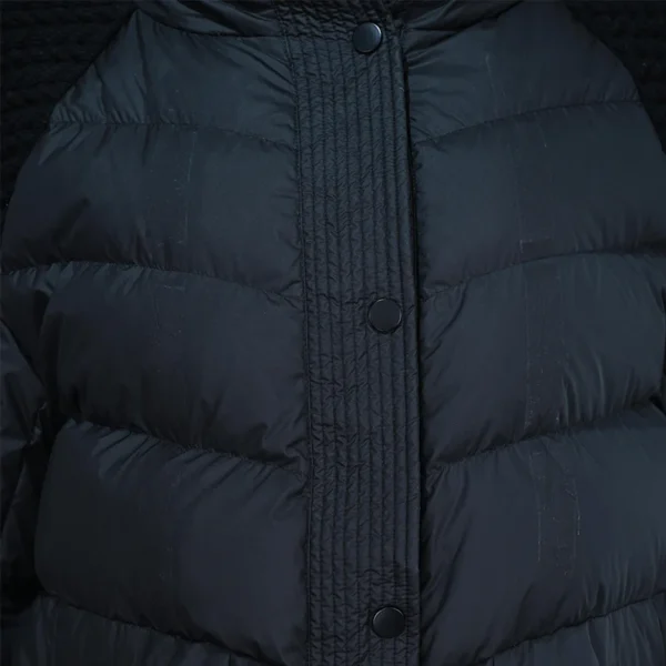 Black Chunky Knit & Down Hybrid Hooded Jacket - Image 5