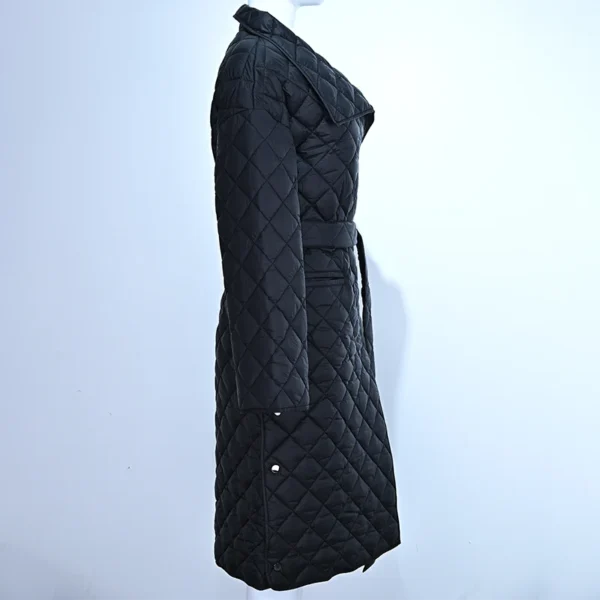 Black Diamond Quilted Mid-Length Cotton Coat - Image 3