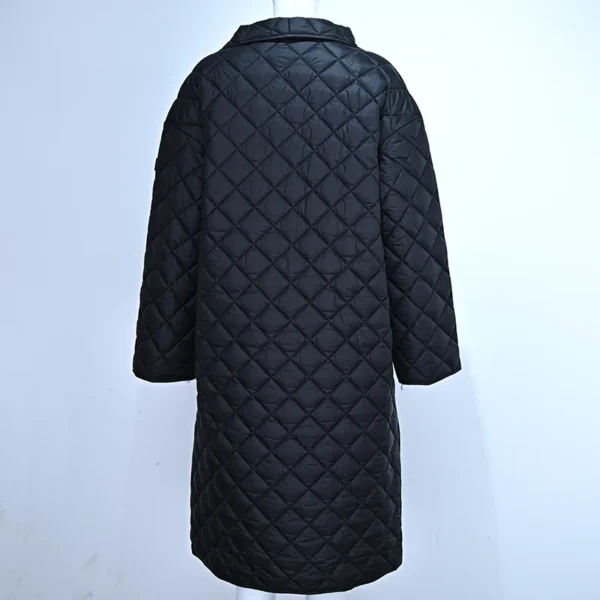 Black Diamond Quilted Mid-Length Cotton Coat - Image 2