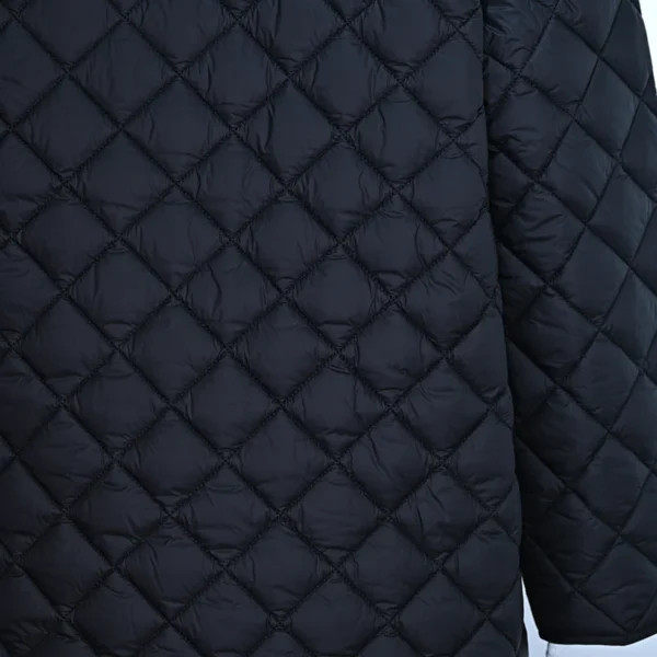 Black Diamond Quilted Mid-Length Cotton Coat - Image 5