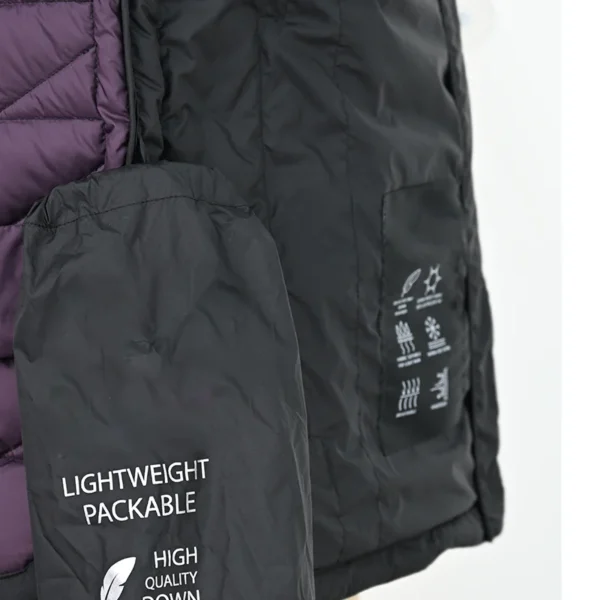 Black Lined Purple Packable Down Vest - Image 5