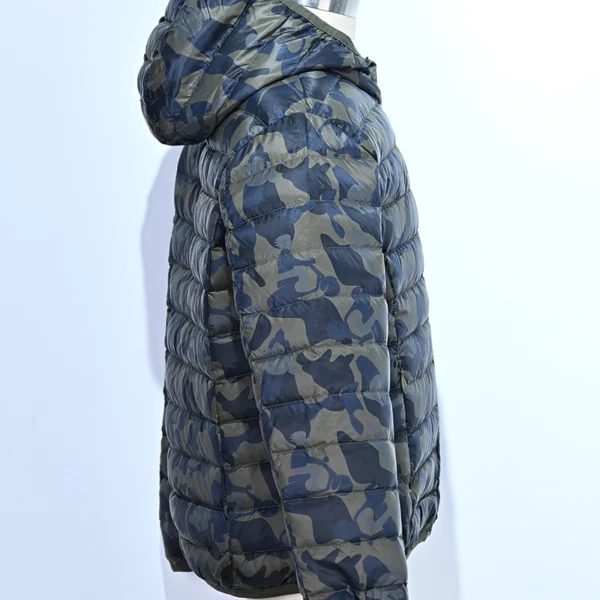 Boys’ Lightweight Camo Hooded Down Jacket - Image 3