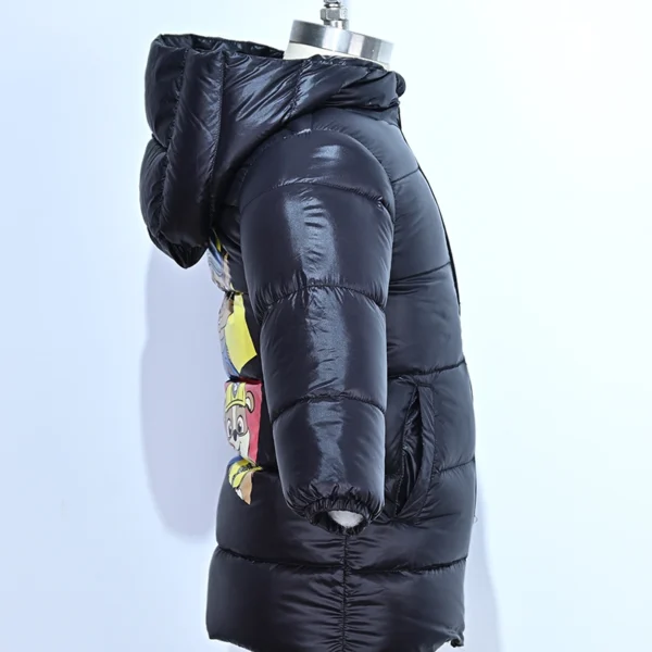 Boys’ Thick Black Hooded Down Jacket - Image 3