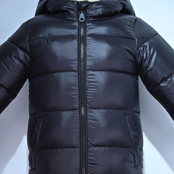 Boys’ Thick Black Hooded Down Jacket - Image 4