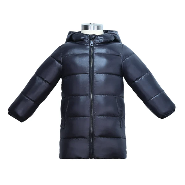 Boys’ Thick Black Hooded Down Jacket