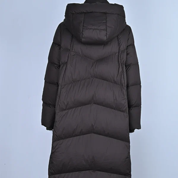 Dark Coffee Hooded Down Jacket - Image 2