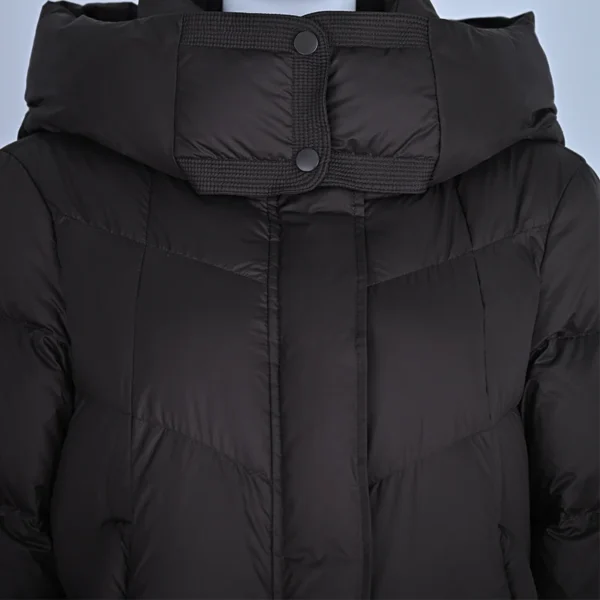 Dark Coffee Hooded Down Jacket - Image 5