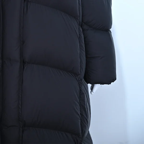 Drop-Shoulder Goose Down Hooded Coat with Interior Piping - Image 4