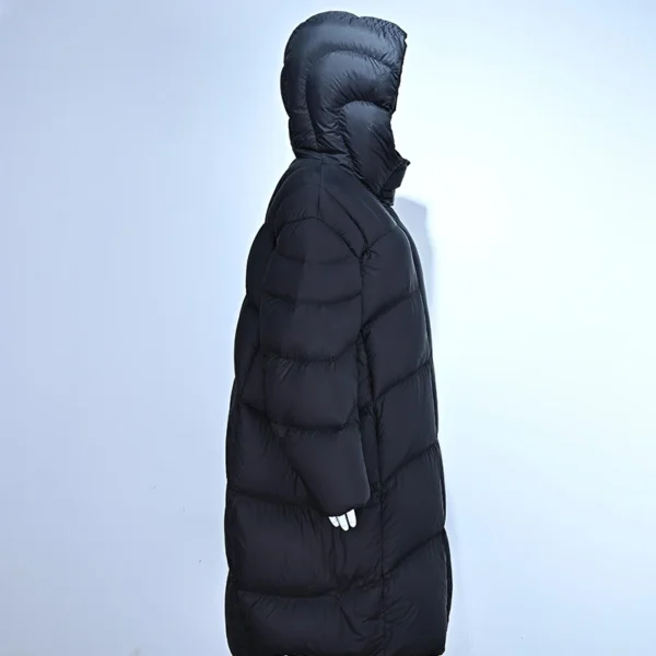 Drop-Shoulder Goose Down Hooded Coat with Interior Piping - Image 2