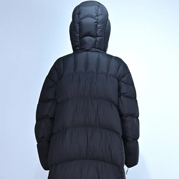 Drop-Shoulder Goose Down Hooded Coat with Interior Piping - Image 3
