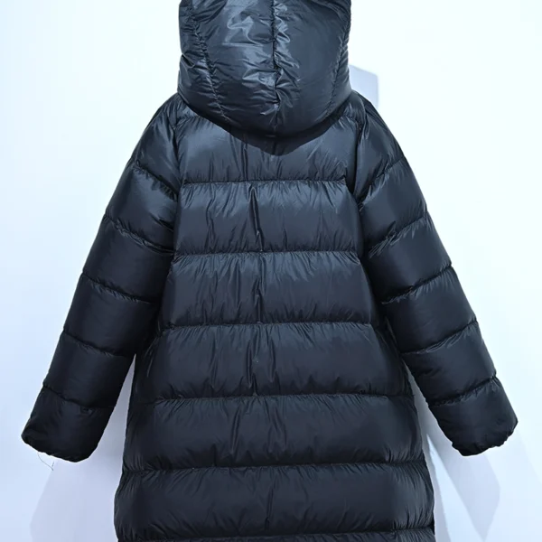 Girls’ Black Hooded Long Down Coat – JNBY Style - Image 2