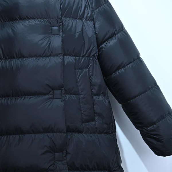 Girls’ Black Hooded Long Down Coat – JNBY Style - Image 4