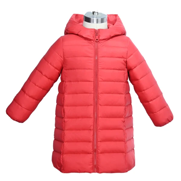 Girls’ Red Lightweight Down Jacket with Ear Hood