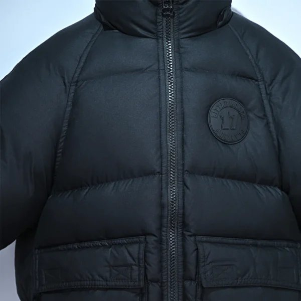 Kids’ Black Mid-Length Hooded Down Jacket - Image 5