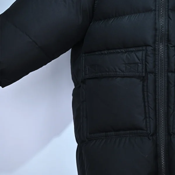 Kids’ Black Mid-Length Hooded Down Jacket - Image 4