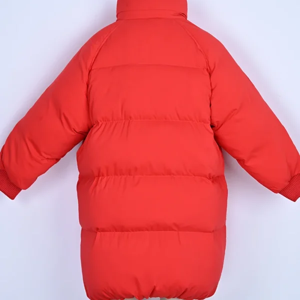 Kids’ Red Mid-Length Hooded Down Jacket - Image 2