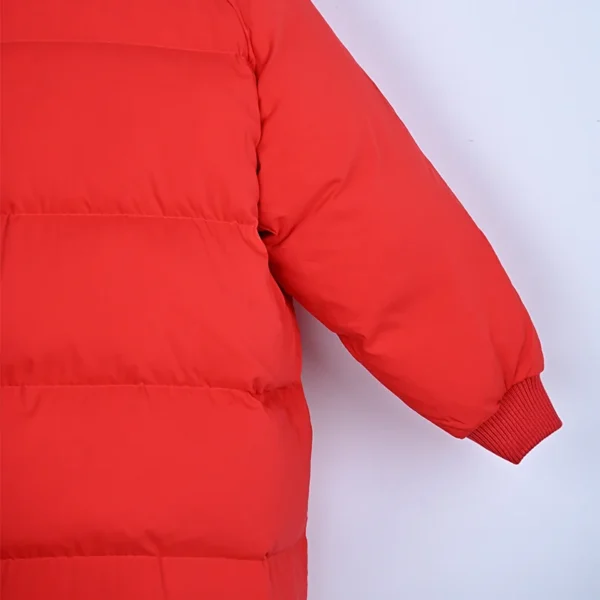 Kids’ Red Mid-Length Hooded Down Jacket - Image 5