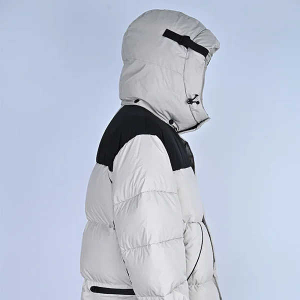 Men’s Black & Light Beige Colorblock Down Jacket - Image 3
