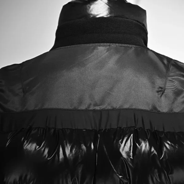 Men’s Glossy Black Down Jacket with Yoke Quilting - Image 3