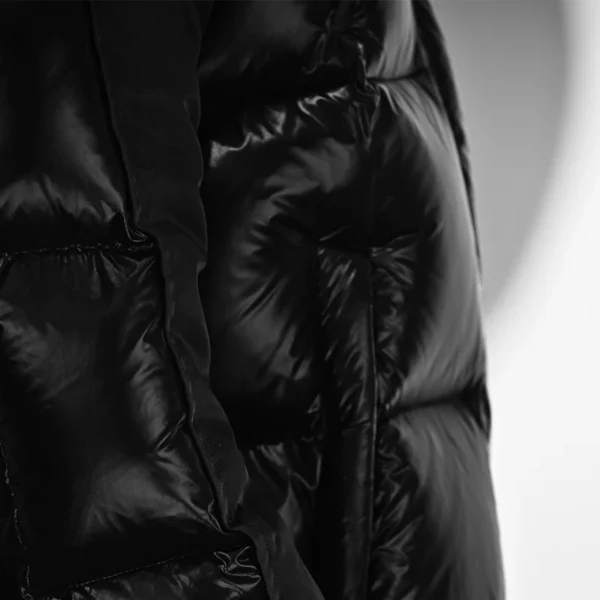 Men’s Glossy Black Down Jacket with Yoke Quilting - Image 5