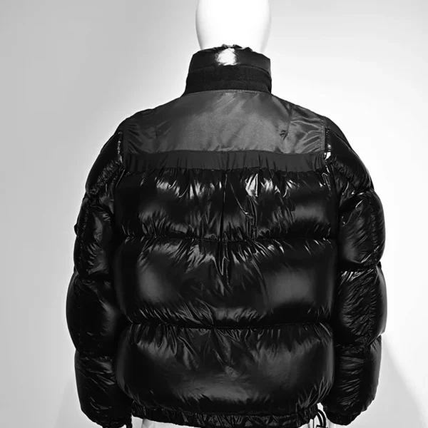 Men’s Glossy Black Down Jacket with Yoke Quilting - Image 2
