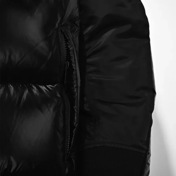 Men’s Glossy Black Down Jacket with Yoke Quilting - Image 4