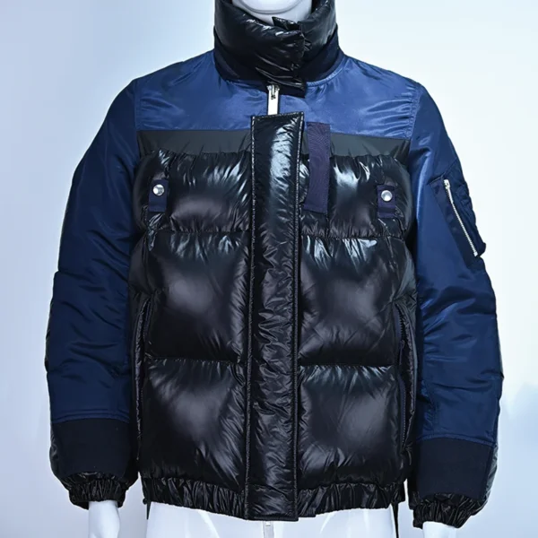 Men’s Glossy Colorblock Jacket in Blue and Black