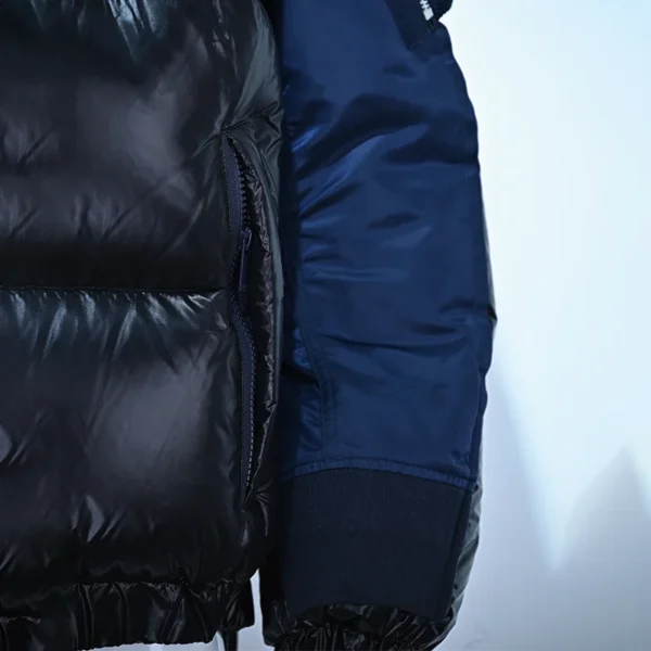 Men’s Glossy Colorblock Jacket in Blue and Black - Image 4