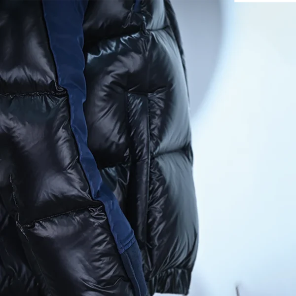 Men’s Glossy Colorblock Jacket in Blue and Black - Image 5