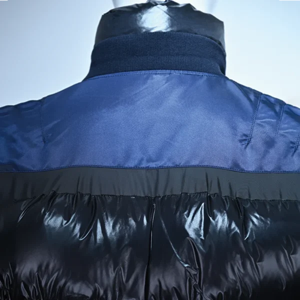 Men’s Glossy Colorblock Jacket in Blue and Black - Image 3