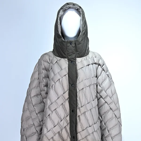 Men’s Hooded Down Jacket with Brown Coffee Colorblock