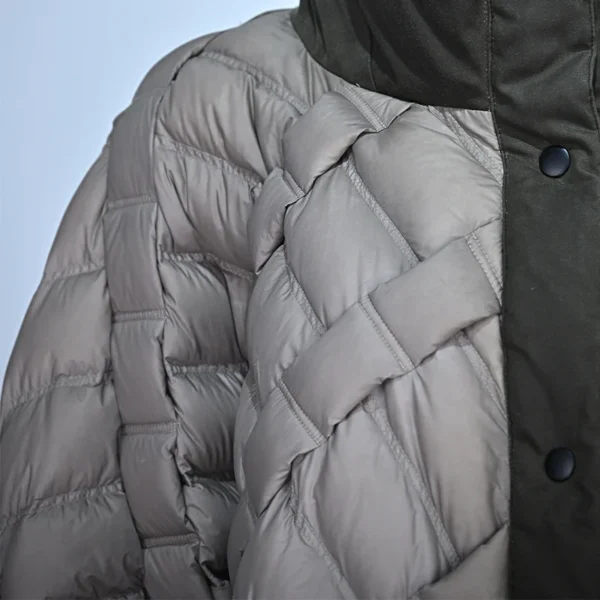 Men’s Hooded Down Jacket with Brown Coffee Colorblock - Image 5