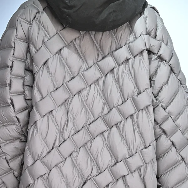 Men’s Hooded Down Jacket with Brown Coffee Colorblock - Image 4