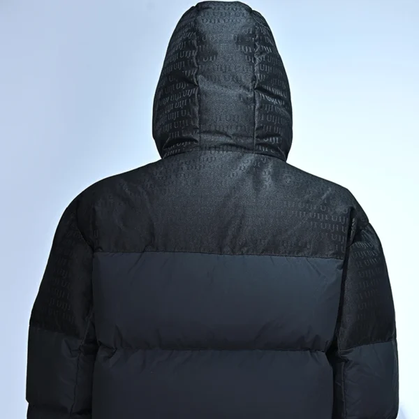 Men’s Black Down Jacket with Subtle Patterned Panels - Image 3