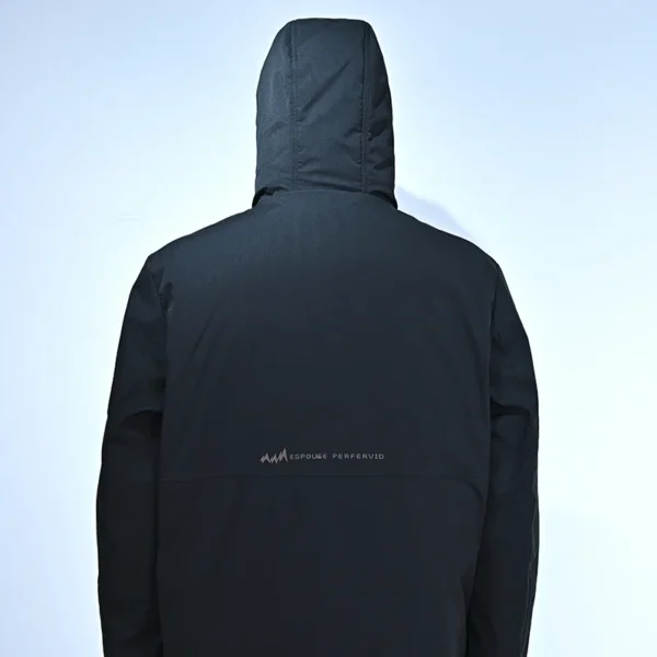 Men’s Thick Black Hooded Down Jacket - Image 2