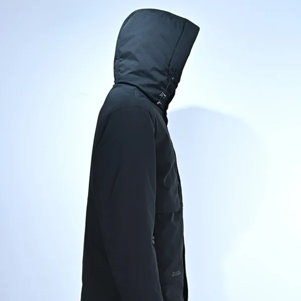 Men’s Thick Black Hooded Down Jacket - Image 3