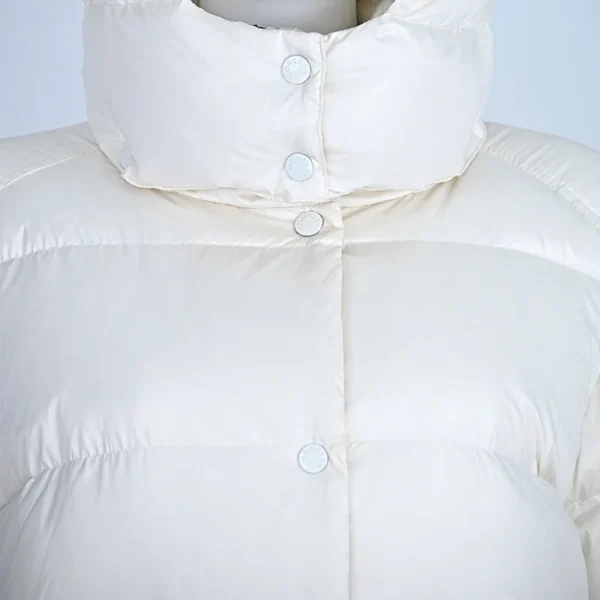 Premium Long Quilted Down Jacket with Elevated Waistline and Detachable Hood - Image 6