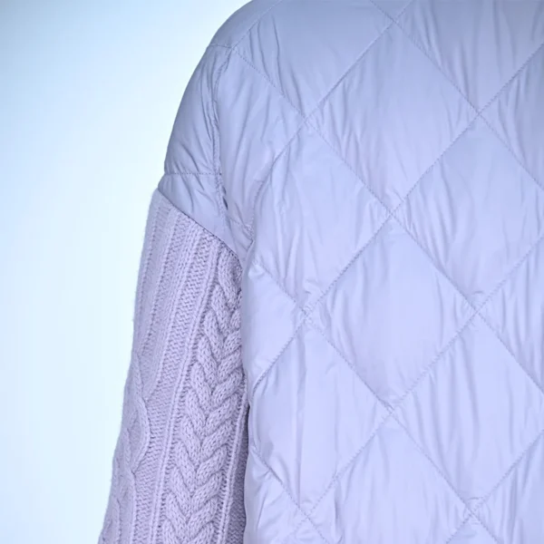 Purple Hooded Merino Wool & Down Hybrid Knit Jacket - Image 5
