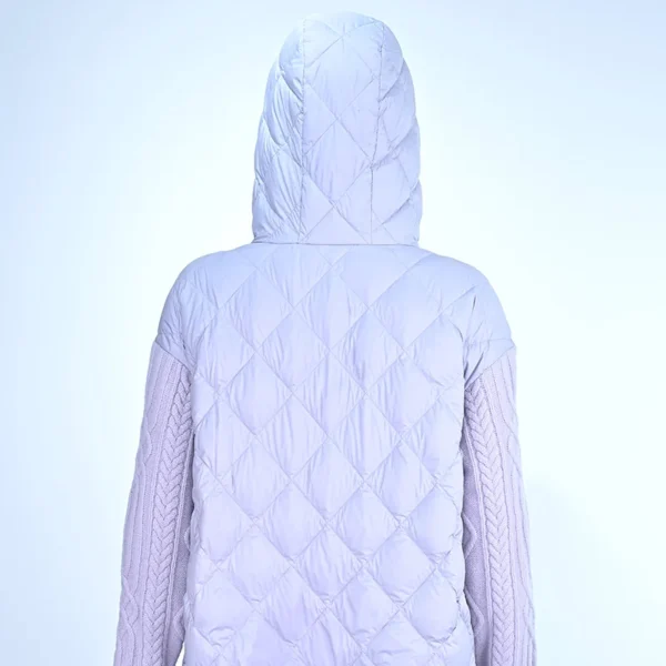 Purple Hooded Merino Wool & Down Hybrid Knit Jacket - Image 2