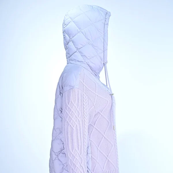 Purple Hooded Merino Wool & Down Hybrid Knit Jacket - Image 3