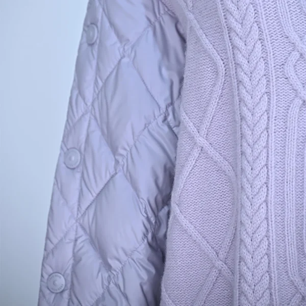 Purple Merino Wool & Down Knit Hybrid Jacket - Image 5