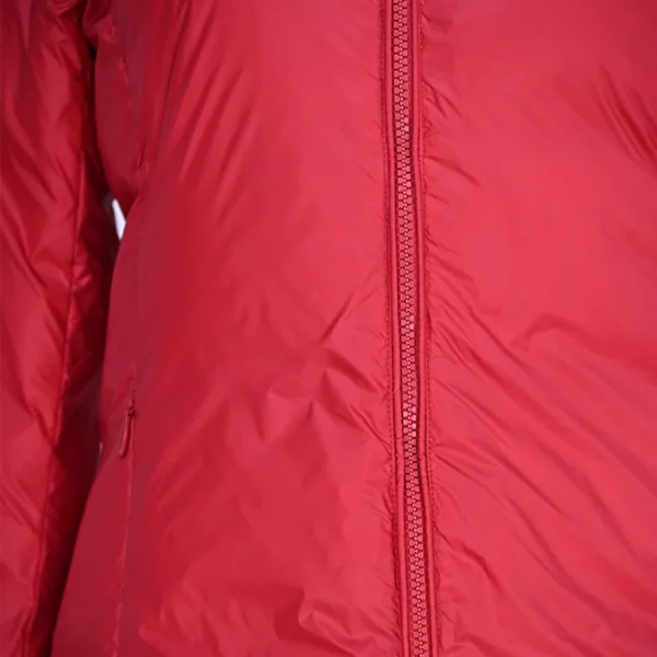 Red Handwoven-Look Striped Down Jacket with Hooded Yoke and Adjustable Cuffs - Image 5