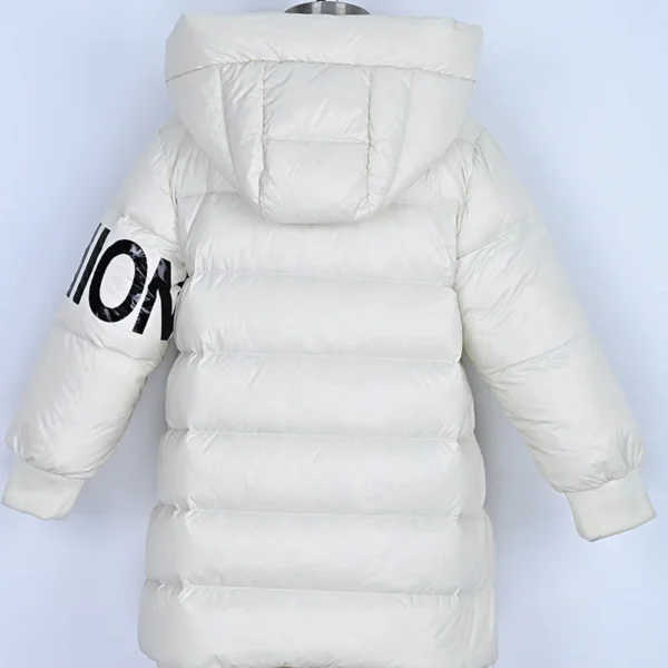 Unisex White Mid-Length Hooded Down Jacket - Image 2