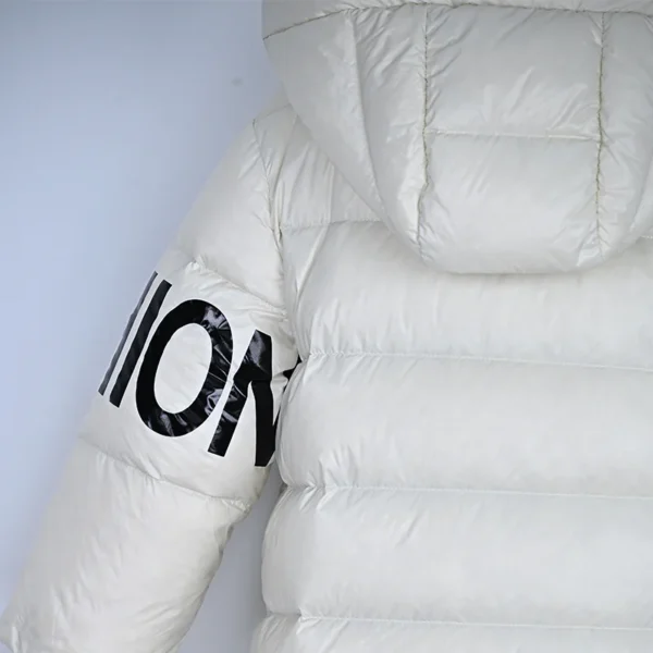 Unisex White Mid-Length Hooded Down Jacket - Image 5