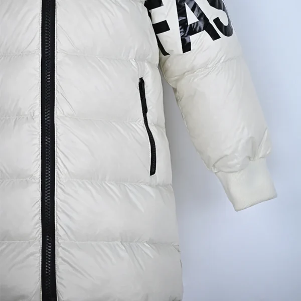 Unisex White Mid-Length Hooded Down Jacket - Image 4