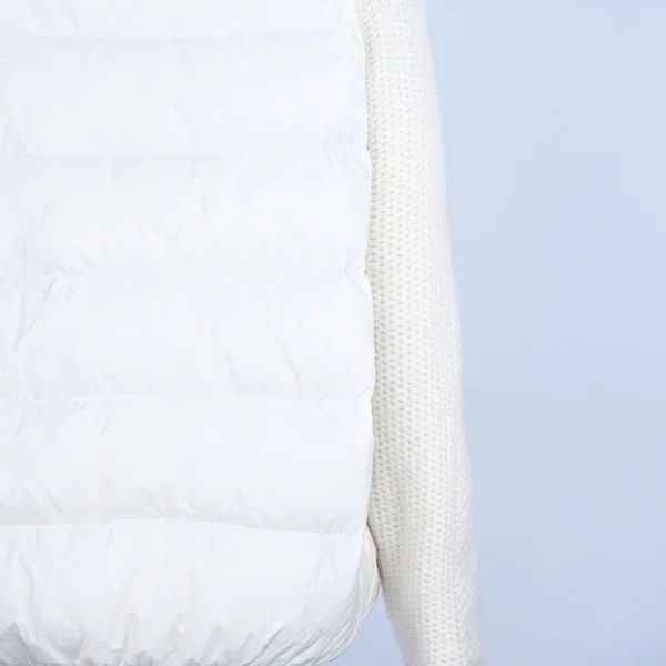 White Hybrid Knit-Sleeve Down Jacket with Detachable Hood - Image 5